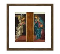 Botticelli Sandro Di Mariano Filipepi Annunciation 8X8 Inch Square Wooden Framed Wall Art Print Picture with Mount Artery8 Brown One Size