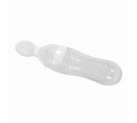 Bottle, 90 ML, with Slow Nipple, Silicone Toddler Feeding Bottle with Spoon Food Cereal Squeeze Feeder Hot (White)