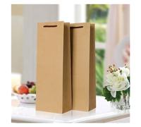 Bottle Bag 12pcs Handheld Paper Bag Black Cardboard Gilded Grape Leaf Wine Pouch Single Double Bottle Beer Portable Nylon Rope Handle Sack(All Yellow,Single 9x9x35cm)