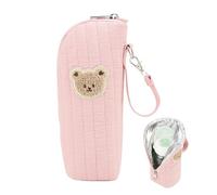 Bottle Bag - Cotton 8x7x22cm Insulated Bottle Cooler Bag, Portable Carry Bag with Bear Pattern | For Travel Outdoor Transportation Breast Milk Food Conservation Breastfeeding