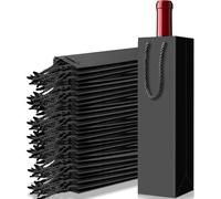 Bottle Bags Black, Wine Gift Bag Bulk x 12, Kraft Wine Bags with Strong Rope Handles, Spirits Reusable Wine Tote Bag Single Wine Bottle Gift Bags for Wedding Birthday Christmas Party