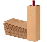 Bottle Bags Brown, Wine Gift Bag Bulk x 12, Kraft Wine Gift Bags with Strong Rope Handles, Spirits Reusable Wine Tote Bag for Wedding Birthday Christmas Party