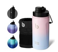 BOTTLE BOTTLE 2 Litre Water Bottle with Straw and Dual-use Lid Large Insulated Water Bottles with Handle Big Stainless Steel Metal Flask for Hot Drink(Pink Blue)