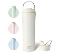 BOTTLE BOTTLE Insulated Coffee Cup with Dual-use Lid and Straw 700ml(24oz) Reusable Iced Travel Mug for Woman and Man Stainless Steel Tumbler with Handle(Light White)