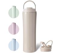 BOTTLE BOTTLE Insulated Coffee Cup with Dual-use Lid and Straw 700ml(24oz) Reusable Iced Travel Mug for Woman and Man Stainless Steel Tumbler with Handle(Salmon)