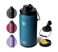 Bottle Bottle Insulated Water Bottle 2L with Straw and Dual-use Lid Half Gallon Water Jug Vacuum Stainless Steel for Workout and Sports Insulated Beer Growler with Handle(Blackish Green)