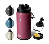 Bottle Bottle Insulated Water Bottle 2L with Straw and Dual-use Lid Half Gallon Water Jug Vacuum Stainless Steel for Workout and Sports Insulated Beer Growler with Handle(red)