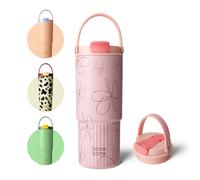 BOTTLE BOTTLE Insulated Water Bottle with Straw and Handle Stainless Steel Water Bottles for Car Sports Home Office and School 750ml Leak Proof Bottles(Blossom)
