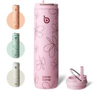 Bottle Bottle Insulated Water Bottle700ml(24oz) with Straw and Lid Stainless Steel Sports Travel Gym Water Bottles Metal Drink Flask with Handle for Man and Women(Pink Flower)