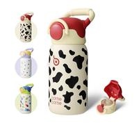 BOTTLE BOTTLE Kids Insulated Water Bottle with Straw Lid and Handle 16 oz Stainless Steel Vacuum Tumbler Water Bottles for School Outdoor Travel Gifts for Boys and Girls Cow