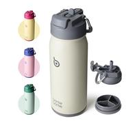 BOTTLE BOTTLE Stainless Steel Kids Water Bottle 16oz(470ml) Insulated Sports Water Bottle with Straw and Pills Holder for Gifts and School（Gray）