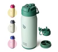 BOTTLE BOTTLE Stainless Steel Kids Water Bottle 16oz(470ml) Insulated Sports Water Bottle with Straw and Pills Holder for Gifts and School（Green）