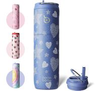 Bottle Bottle Stainless Steel Water Bottle 700ml with Straw and Lid Sports Insulated Metal Water Bottles with Handle (Denim Beats)