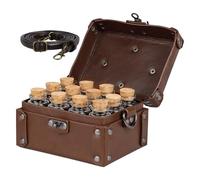 Bottle Box - Twelve Bottles Medieval Carry Strap Cork Bottle Fantasy Shoulder Bag | Portable Jewelry Storage Steampunk Magic Set Display Accessories Costume Prop O