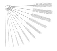 Bottle Brush, 12 Pcs Nylon Cleaning Brushes Set for Baby Bottle, Tube, Pipe, Straw & Kettle Spout Cleaning (White)