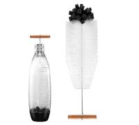 Bottle Brush - Nylon Sponge Stainless Steel Wood 32.5 x 7 cm | Long Handle Kettle Cleaner with Soft Sponge Head for Deep Cleaning Narrow Containers | Multi Purpose Bottle Cleaning Brush