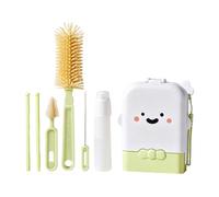 Bottle Brush Set | Cleaning Set for Bottles with Storage Case | Vertical Bottle Washer Rack Drying Foldable for Kitchen Travel Camping Beach Airplane - Travel Kitchen