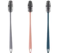 Bottle Brush, Silicone Bottle Brush, Pack of 3, Suitable for Washing Bottles, Carafes and Thermos Flasks, Silicone, 32 x 3 cm