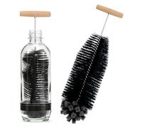Bottle Brushes for Cleaning, Scratch-Free Bottle Cleaner Brush with Wood Handle, Water Bottles Cleaning Brush for Narrow Neck & SodaStream Bottles, Hard Bristles and a Soft Spong