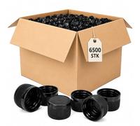 Bottle Cap Diameter 28 mm HDPE Screw Cap Pack of 6500 Universal Bottle Stopper Various Colours Plastic Lid for Bottles for Geocaching, Crafts, Supplies (Black)