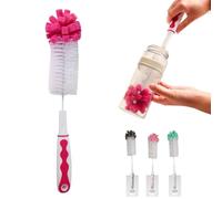 Bottle Cleaning Brush- 17" Long Sturdy Plastic Handle with Stiff Bristles | Compact and Ideal Durable, Flexible, Non-Slip Grip | Wine, Decanter, Narrow Neck Brewing Cleaner (BLUSH PINK)