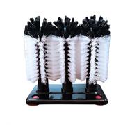 Bottle Cleaning Brush - 3 Brushes Glass Scrubber, Washer And Suction Base, Cleaning Washer| 7.2 Inch, Triple Head Bristle Brush For Long Leg Cup, Red Wine Glass, Kitchen Bar Beer Cups, 1*Pc