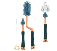 Bottle Cleaning Brush Set - Silicone Bristle Kit, 360 Rotating Handle | Milk Bottle Sponge Cleaner Tool For Feeding Bottles
