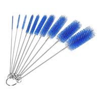 Bottle Cleaning Brushes, 8 Inch Nylon Tube Brush Set, Cleaner for Narrow Neck Bottles Cups with Hook, Set of 10pcs (Navy Blue)
