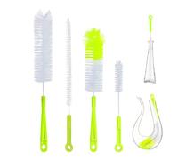 Bottle Cleaning Kit - Long Handle Liquid Vessel Scrubber, Gentle Flexible Bristles, Multi-Use Flask Brush Set, Slim Neck Washing Tool | Kitchen Dishwasher Feeding Container Hygiene Accessory