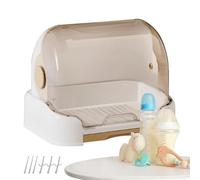 Bottle Container - Drying Rack Organizer with Dustproof Cover, Portable Nursery Storage for Pacifiers & Teethers, 12.4 Inch Large Feeding Box | for Home Travel Daycare & Cabinet