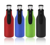 Bottle Cooler Sleeve 4Pcs Insulated Beer Cooler Sleeve 12Oz/330ML Standard Zip-up Thick Bottle Jacket Beer Cover Sleeves