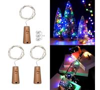 Bottle Cork Lights Coloured, 20 LEDs 2M LED Fairy Lights, Multi Coloured Gin Wine Bottle Lights for Party, Decoration Light for Wedding & Garden Table, Kitchen, Xmas Decoration, Pack of 3