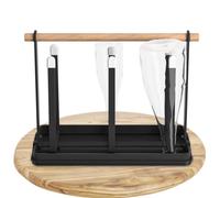 Bottle Drainer, Metal Holder Made of Coated Iron, Container with Six Compartments and Drip Tray, 0.6 kg Heavy Household Cup Stand for Tidying Kitchen Worktops and Drying