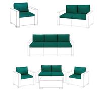 (Bottle Green, 2 Seater Sofa - 4 Pieces) Keter Cushions Patio Garden Pads Rattan Furniture