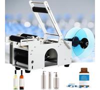 Bottle Labeling Machine, Manual Round Applicator with Press Handle for Wine and Small Bottles, Adjustable Speed 20-40 PCS/Min, Ideal for Vials and Light Bottles