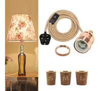 Bottle Lamp Kit, E27 Ceramic Bulb Holder, 240CM Hemp Rope Cable, Lamp Kits Do It Yourself UK, Bottle Light Kit, Including 3 Sizes of Stoppers, DIY Table Light Fitting for Indoor, Rose Gold