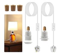 Bottle Lamp Kits, 2 Pack Bottle Lamp Adaptor Kit, Lamp Kits Do it Yourself, E27 Lamp Holder with Lampshade Locking Ring, Lamp Fittings Kit for Table Lamp, Floor Lamp kit Includes 3 Sizes of Stoppers