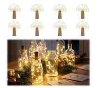 Bottle Lights 8 Pack, 2m 20 LED Wine Bottle Lights with Cork, Battery Operated Copper Wire Fairy Lights，Lights for Bottles for DIY Bottle Decoration, Wedding, Birthday, Indoor Outdoor Table Centrepiec