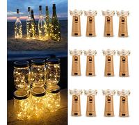 Bottle Lights with Cork, 12 Pack 2M 20 LEDs Battery Powered Wine Bottle Fairy Lights, Warm White Copper Wire String Lights for DIY, Party, Birthday, Christmas, Wedding, Home Table Decorations