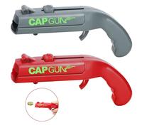 Bottle Opener Cap Gun, 2 Pcs Funny Bottle Cap Gun, Beer Gifts for Men, Bottle Openers Novelty for Home, Bar or Party Use (Grey, Red)