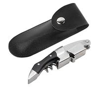 Bottle Opener Leather Case, Small Leather Bag Wine Knife Set Bartender Essentials Wine Tool PU Bag for Bartenders Waiters Servers (Black)