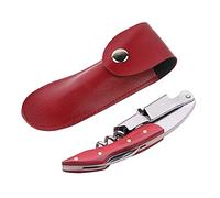 Bottle Opener Leather Case, Small Leather Bag Wine Knife Set Bartender Essentials Wine Tool PU Bag for Bartenders Waiters Servers (Red)