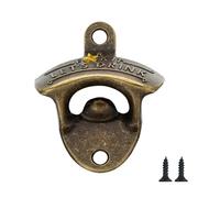 Bottle Opener Wall Mounted, 1 pcs Wall Mount Beer Bottle Openers Home Bar Accessories Novelty Metal Opener with Screws, for Bar Kitchens Vintage(Bronze)