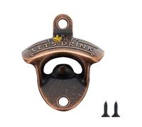 Bottle Opener Wall Mounted, 1 pcs Wall Mount Beer Bottle Openers Home Bar Accessories Novelty Metal Opener with Screws, for Bar Kitchens Vintage(Red Copper)