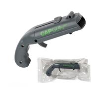 Bottle Opener with Cap Launcher - Funny Shooting Gun for World Cup Parties, BBQ, Tailgates - Unique Beer Cap Shooter Gadget Gifts for Men, Dad, Husband, Him on Birthday, Sports Events (Gray)