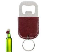 Bottle Opener with Leather Case - Key Beer Opener Tool for Home Bar or Camping | Metal Soda Cap Remover Portable Leather Sleeves, Great Gift Bartender, Travellers, Wine Fans, Even Outdoor