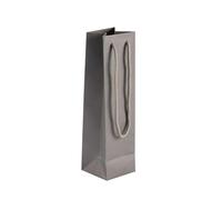 Bottle Portrait Grey Paper Gift Bag With Rope Handles | Tiny Box Company | Creates a polished handover for gifts and purchases, with rope handles and a wide gusset for easy filling and carrying.