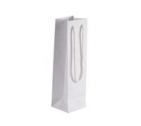 Bottle Portrait White Paper Gift Bag With Rope Handles | Tiny Box Company | Creates a polished handover for gifts and purchases, with rope handles and a wide gusset for easy filling and carrying.