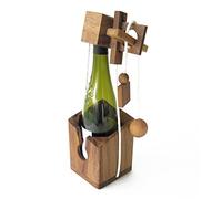 BOTTLE PUZZLE 1 - brain teaser made of solid wood, CE standards, difficulty level 3/6, wine accessory, original Christmas idea - Don't break the bottle, brand LEDELIRANT®