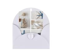 Bottle Seashell Starfish Lighthouse Print Adorable Blank Cards& Envelopes,Unique Designs Perfect for Festivals, Invitations